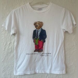 Kids Suited Polo Bear by Ralph Lauren White Crewneck Short Sleeve T-shirt; S